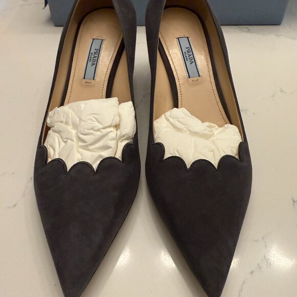 Prada Kitten Heel Gray Suede Size 38 - Picture 4 of 13